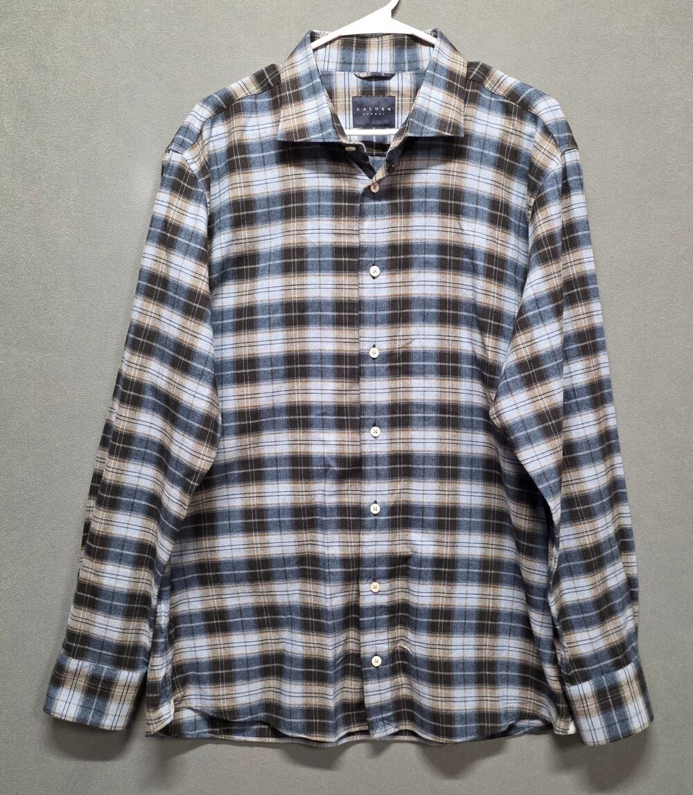 Calder Carmel Limited Edition Mens XL Luxury Cotton Flannel Shirt Plaid Button